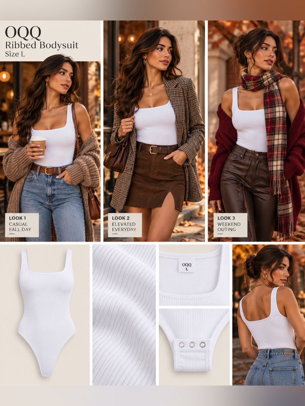 OQQ ribbed bodysuit L